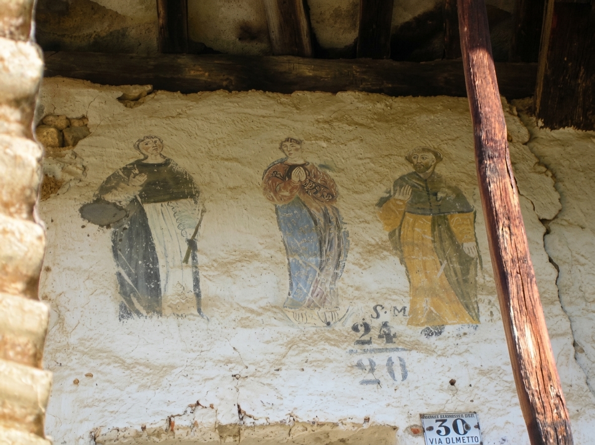 Affresco devozionale dell'Olmetto raffigurante San Grato, San Chiaffredo e San Maurizio